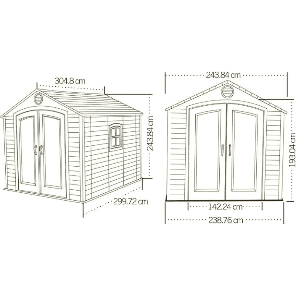 Lifetime 8′ x 10′ Outdoor Plastic Shed W/ Floor and Windows (60238)