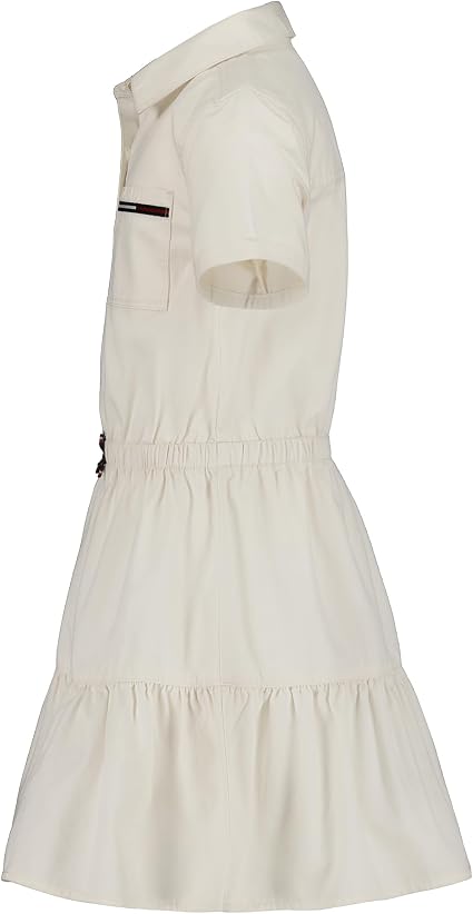 Nexore Girls’ Premium Cotton Shirt Dress – Elegant Short-Sleeve Button-Down Tiered Dress with Waist Bow