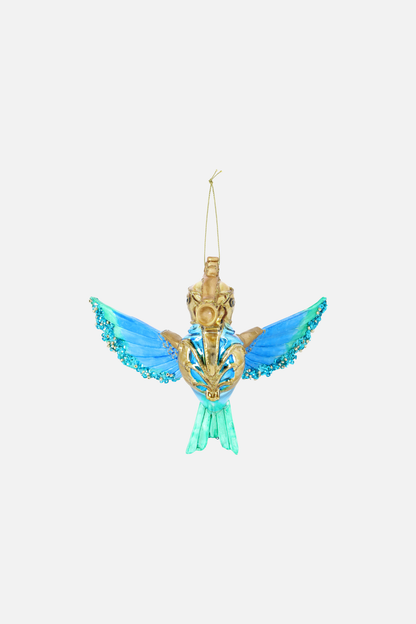 ORNAMENT GLASS HUMMINGBIRD H14CM