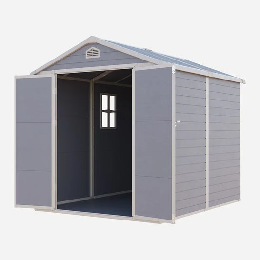 JoyDale 4×6 Ft Resin Outdoor Storage Shed With Built-in Ventilation & Lockable Door For Backyard